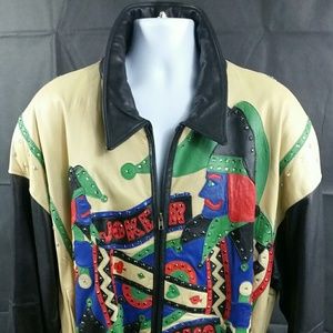 MARC BUCHANAN PELLE PELLE LEATHER STUDDED JACKET